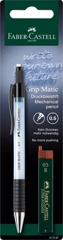 Набір Faber-Castell Механічний олівець Grip Matic 0.5 блакитного кольору + 12 грифелів Super Polymer 0.7 твердістю В (4005401375975)