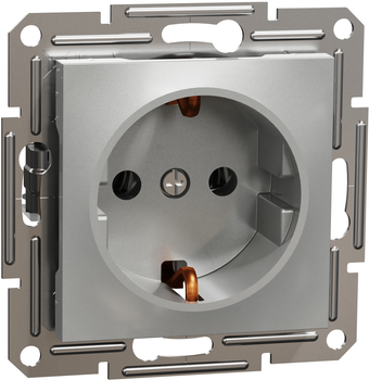 Розетка Schneider Electric Asfora с заземлением Алюминий (EPH2900161)