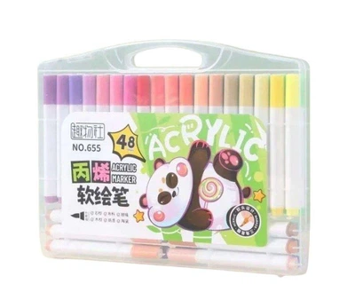 Фломастеры акриловые пигментные Water Color Pen 48 шт художественные маркеры для рисования с кейсом