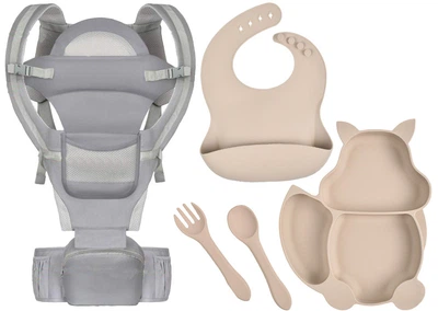 Хипсит эрго-рюкзак BabyCarrier 6в1 Серый тарелка форма белкаY24 приборы слюнявчик (n-9977)