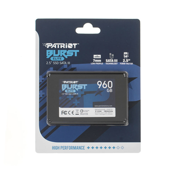 Жесткий диск 2.5" SSD 960Gb Patriot Burst Elite Series, PBE960GS25SSDR, 3D QLC, SATA-III 6Gb/s, зап/чт. - 320/450мб/с (2270261)