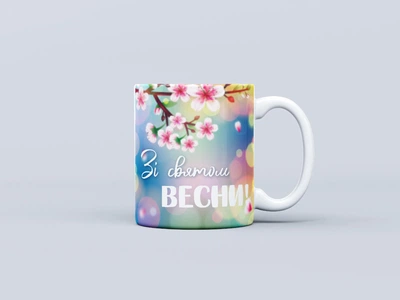Чашка " Зі святом весни, сакура в ясний день " + коробка