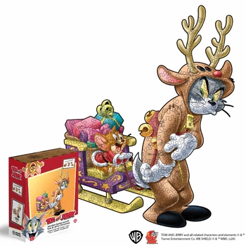 Фигурный деревянный пазл Woods Story Tom & Jerry™ Рождественский XL