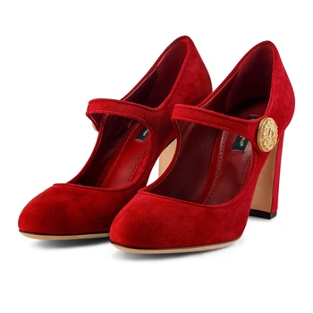 Женские туфли Dolce&Gabbana Mary Jane из замшевой кожи 39.5 (25.4 cm) красные CD0883A127587515