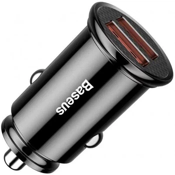 Автомобільний зарядний пристрій Baseus Circular Plastic 30W 2USB Швидка зарядка QC 3.0 (CCALL-YD01) Black