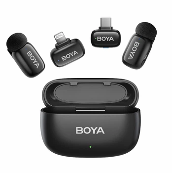 Петличный микрофон 2 шт BOYA mini 2 COMBO (Lightning + USB Type-C) 2026 для iPhone с зарядным кейсом, беспроводной (77750072)