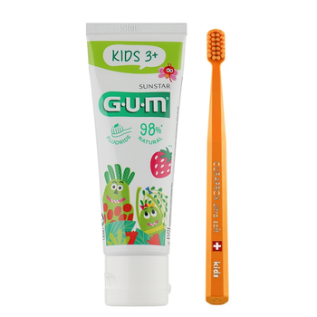 Набор Gum Kids от 6-12 лет (зубная паста 50 мл с фтором+зубная щетка оранжевая)