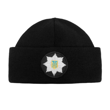 Шапка в'язана флісова з відворотом Поліція, Black