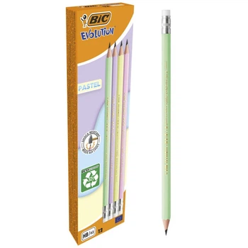 Карандаш чернографитный HB BIC Ecolution Pastel с ластиком (bc518306)