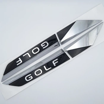 Эмблема на крылья Golf Volkswagen (ABS, хром+чёрный, глянец) 25,5*3,0 см