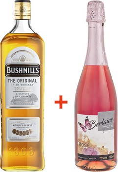 Виски Bushmills Original 6 лет выдержки 1 л 40% + Винный напиток игристый ароматизированный Berlaine розовое сладкое 0.75 л 7.5% (5010103917063_5055966801081)