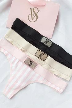 Набор хлопковых трусиков Victoria's Secret Cotton Shine Patch Thong Panty размер XS
