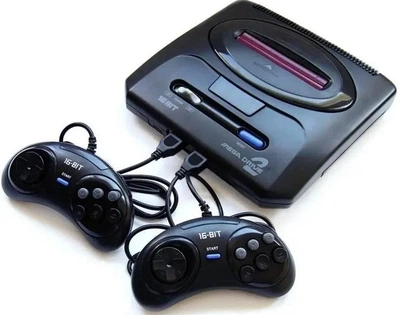 Ігрова ретро приставка 16 біт SEGA MEGA DRIVE 2 з вбудованими іграми до телевізора для дітей з двома джойстиками, Black