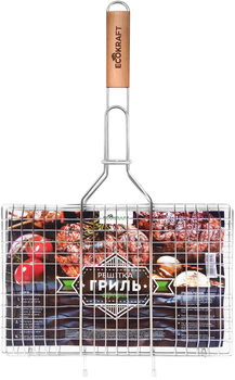 Решетка для гриля барбекю средняя Ecokraft ZDBQ-40G 22х34 см с деревянной ручкой нержавеющая