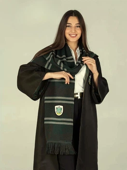 Шарф факультета Слизерин Slytherin из Гарри Поттера с бахромой Тёмно зеленый 180х20 см (90014)