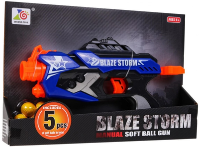 Pistolet Blaze Storm sprężynowy ręczny mechanizm + Pociski kulek z pianki 5 szt (5903864951639)