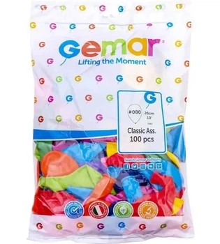 Воздушные шары Gemar 26 см, 100 шт, ассорти