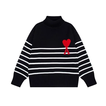 Свитер Ami Paris Ami de Coeur Sweater Red в полоску Размер M Черный