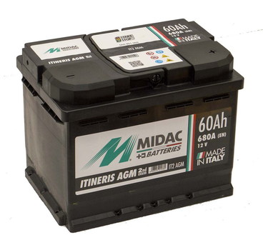 Акумулятор 6СТ-60 Ah MIDAC ITINERIS START STOP AGM, 12V, 60Ah, R Мідак Итинерис, 12В, 60Ач, EN680А
