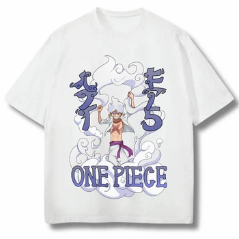 Футболка оверсайз з принтом One Piece розмір L біла