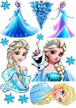 Вафельная картинка Холодное сердце (Frozen) Эльза и Анна, Олаф А4 (p1961)