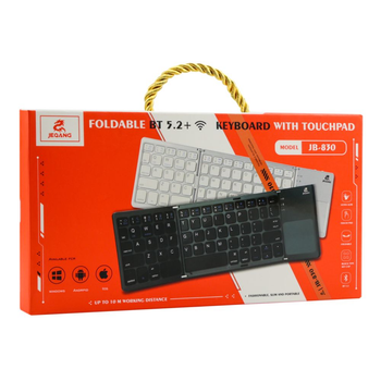 Бездротова клавіатура складана з тачпадом JEQANG JB-830 Foldable Bluetooth with touchpad 64 клавіші,розкладка (англійська/українська) Grey