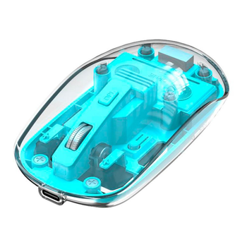 Беспроводная USB Мышь XO M12 Transparent переключайтесь между 2.4G и Bluetooth, емкость 300mAh,совместимость Android, Chrome OS, Linux, macOS, Microsoft Windows, iOS, iPadOS Синий