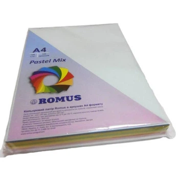 Бумага цветная Romus A4 160 г/м² 125 листов., 5 цветов., Mix Pastel R50881
