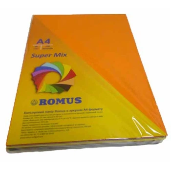 Бумага цветная Romus A4 80 г/м² 250 листов., 10 цветов., Super Mix R50959