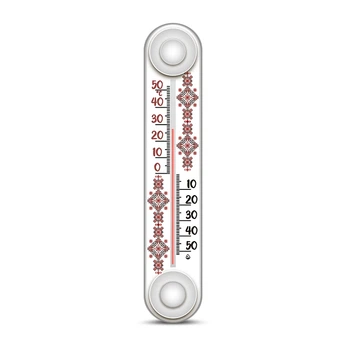 Оконный термометр (от -50 °C до +50 °C) 20,5 см белый Украинская вишиванка