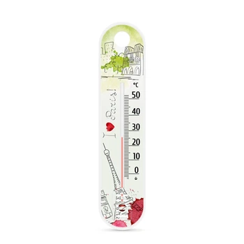Комнатный термометр со шкалой (от 0 °C до +50 °C) высота 19 см белый Париж 1 (СП 300185)