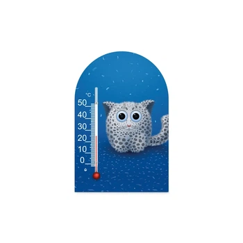 Комнатный термометр на картонной подставке серии "ЗооМир" (от 0 °C до +50 °C) высота 12 см Снежный барс (СП 300623)