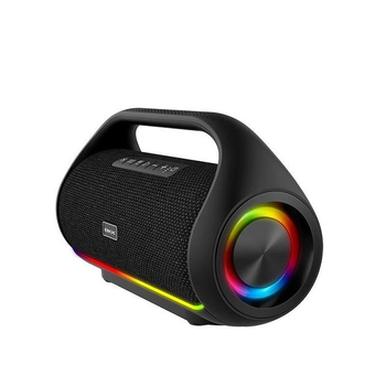 Портативна бездротова Bluetooth колонка BKK B60 з RGB підсвічуванням | IPX5, 20W, BT5.3, 4500mAh, USB/AUX/TF/FM/TWS, 10h | Black