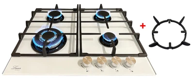 Варочная поверхность газовая Luxor EG 740 Wh SS + подставка WOK в подарок, белый