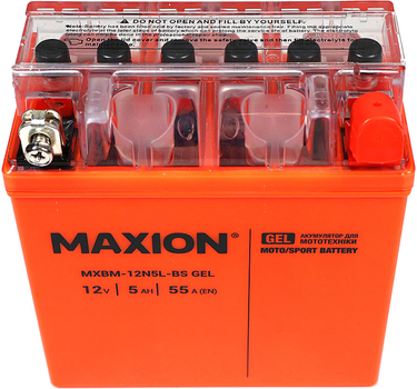 Мото акумулятор Maxion 12N5L-BS GEL 12 В 5 А/год 55 A (4820219072676)