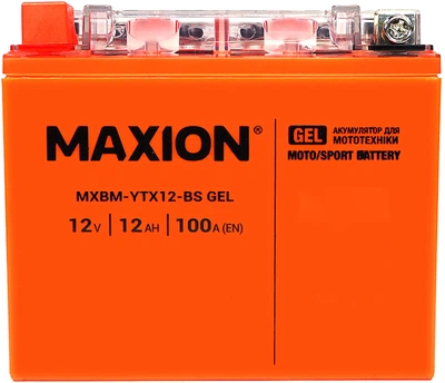 Мото аккумулятор Maxion YTX12-BS GEL 12 В 12 А/час 100 A (4820219072263)