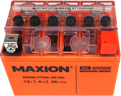 Мото аккумулятор Maxion YTX4L-BS GEL 12 В 4 А/час 45 A (4820219072652)