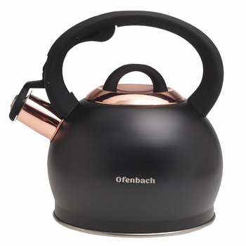 Чайник со свистком Ofenbach 100312 из нержавеющей стали с ручкой soft touch 2 л Черный (127-84-100312)