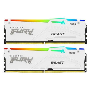 Модуль пам'яті для комп'ютера DDR5 64 GB (2x32 GB) 5600 MHz Beast White RGB Kingston Fury (ex.HyperX) (KF556C36BWEAK2-64)