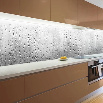 Фото панель универсальная ПЭТ, Самофиксирующая 62 х 205 см (толщина 1,2 мм), капли дождя на сером фоне(ПЭТ1-ab3381)