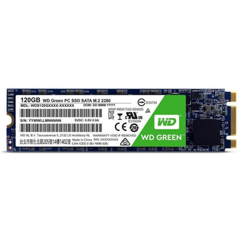 Твердотельный накопитель M.2 120Gb, Western Digital Green, SATA3, 3D TLC, 540/310 MB/s (WDS120G2G0B)