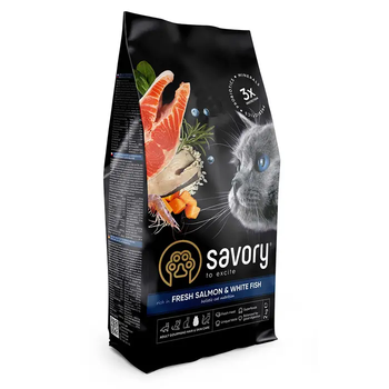 Сухой корм для длинношерстных кошек Savory 2 кг (лосось)