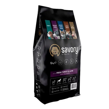 Сухой корм для собак Savory Medium Breed Fresh 12 кг индейка и ягненок