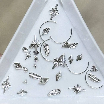 Шарм для декору нігтів MIX Silver Metal