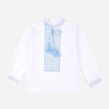 Дитяча вишиванка для хлопчика Flamingo 791-212 128 см Білий/блакитний (4829960264217)