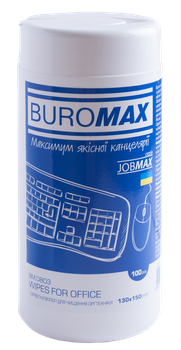 Серветки вологі Buromax Jobmax для оргтехніки пластику офісних меблів 100шт (BM.0803)
