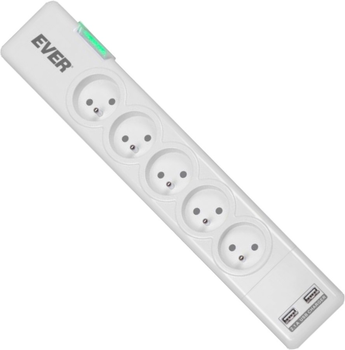 Listwa antyprzepięciowa Ever Elite USB 5 gniazd 2 USB-A 1.5 m White (T/LZ11-ELI015/0000)