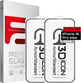Комплект защитного стекла для смартфона Apple iPhone 16 Pro Max ArmorStandart Icon 3D 2 шт Black (ARM83514)