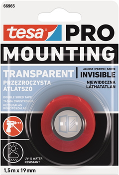 Лента монтажная акриловая TESA 20 кг/м 1.5 м х 19 мм Прозрачная (66965-00006)