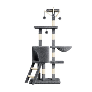 Домик когтеточка для кошек Lesko TM100 Dark Gray царапка с игровым комплексом